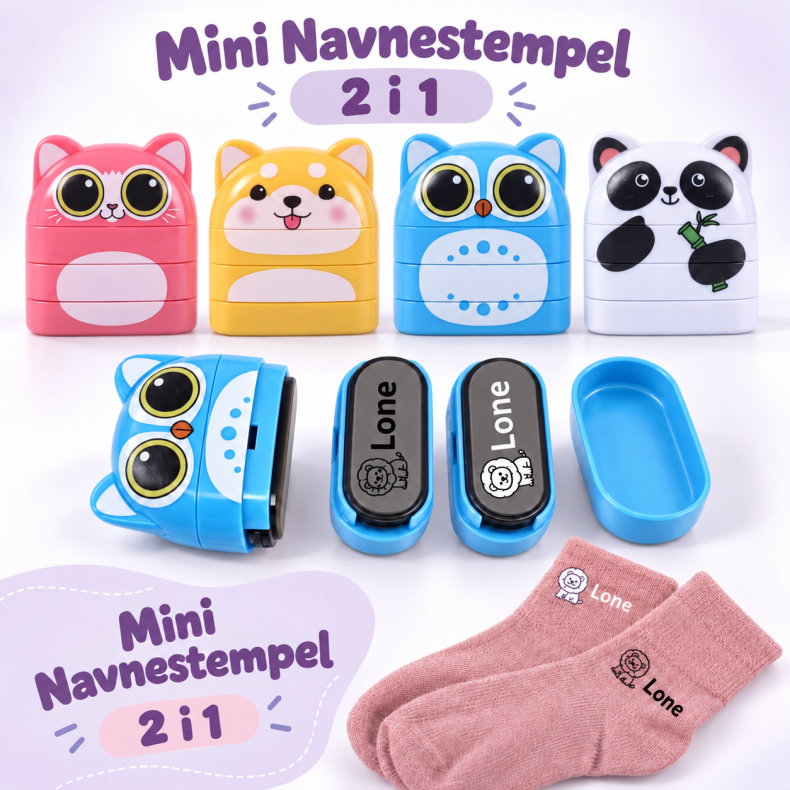 Mini navnestempel 2-i-1