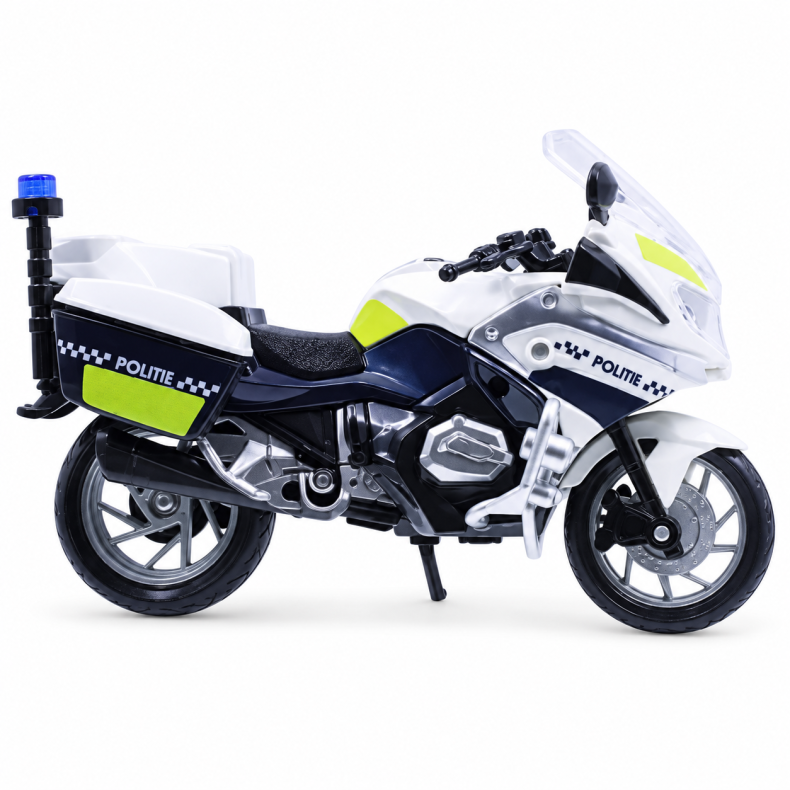 Politimotorcykel m/lys og lyd 18cm