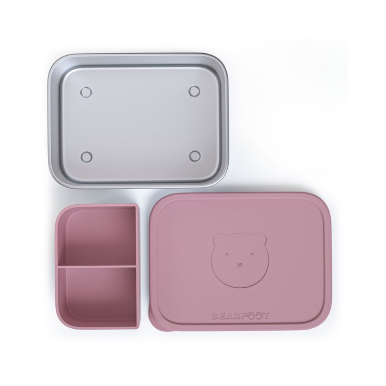 Madkasse brne rustfrit stl med silikone indsats - pink